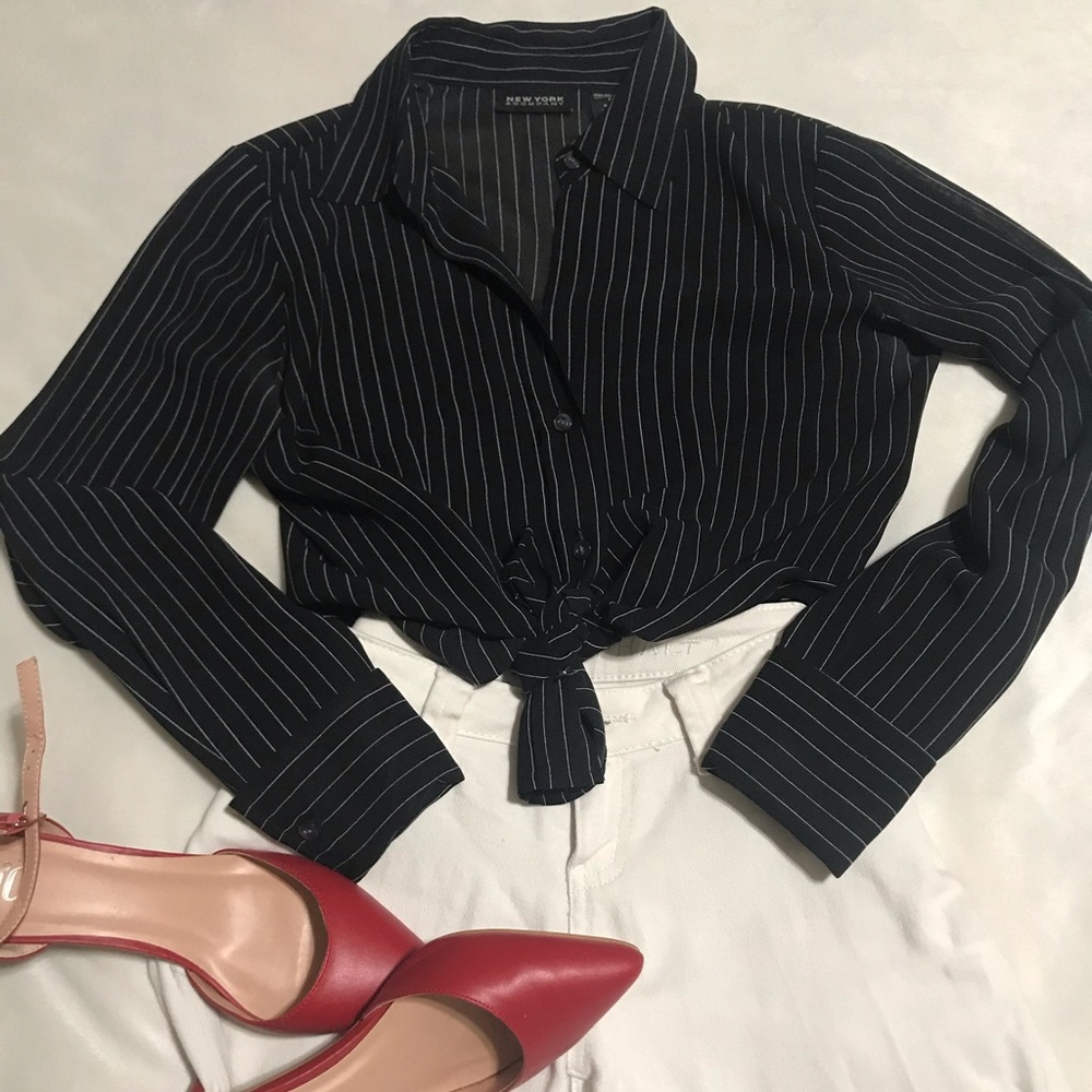 Long sleeved striped button up